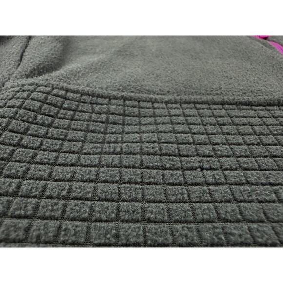 Lands' End Jacket Grid Fleece Full Zip Up Womens XL Black Pink Trim - Picture 8 of 11